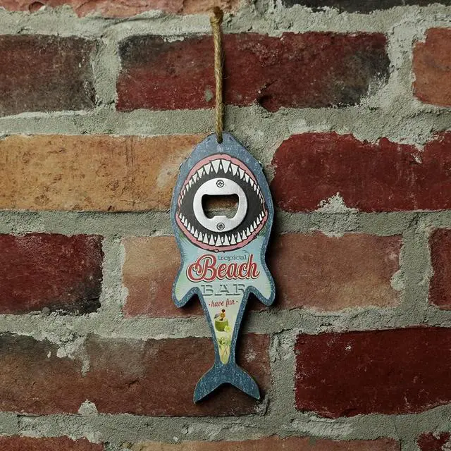 Alt view image 4 of 5 - LIVEVIE Shark Bottle Opener for Beer, Soda, and Pop Tops - Wall Mount Bartender Kitchen Barware