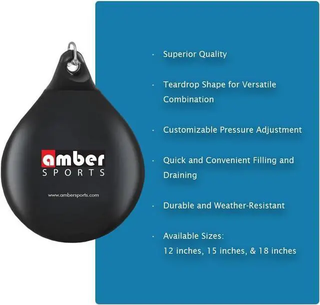 Alt view image 3 of 5 - Amber Fight Gear Water-Filled Heavy Boxing Bag, Durable Teardrop Punching Bag, UV Resistant, Portable for Indoor & Outdoor Training, Perfect for Boxing, MMA, Fitness, and Cardio Workouts