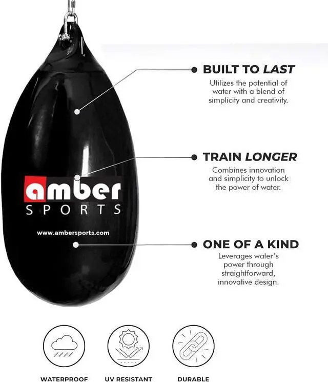 Alt view image 4 of 4 - Amber Fight Gear Seamless Anti-Leak 110lb Water Punching Heavy Bag for Adults Heavy Duty Boxing Water Bag for MMA & Kickboxing Indoor & Outdoor Use UV Resistant Vinyl Material Easy Assembly Black