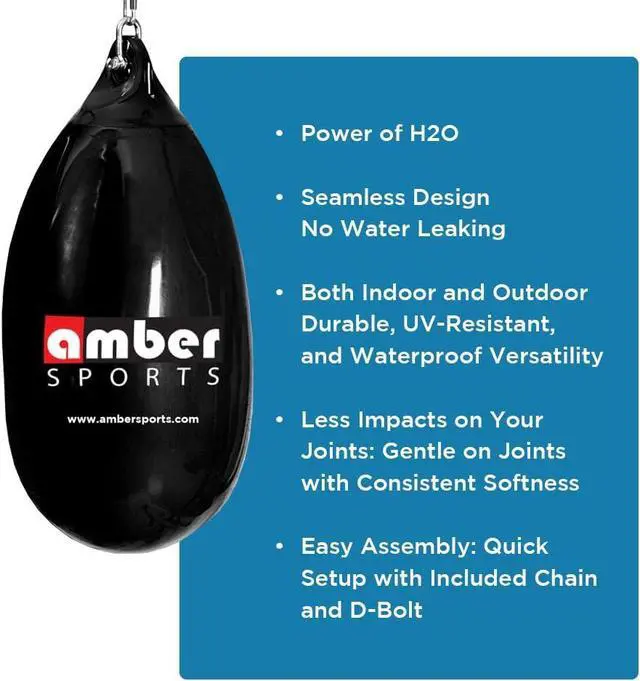Alt view image 3 of 4 - Amber Fight Gear Seamless Anti-Leak 110lb Water Punching Heavy Bag for Adults Heavy Duty Boxing Water Bag for MMA & Kickboxing Indoor & Outdoor Use UV Resistant Vinyl Material Easy Assembly Black
