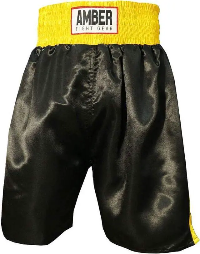 Main image of Amber Fight Gear Fearless Classic Satin Pro-Style Boxing Trunks, Premium Lightweight Fight Shorts for Training, Sparring, and Gym Wear