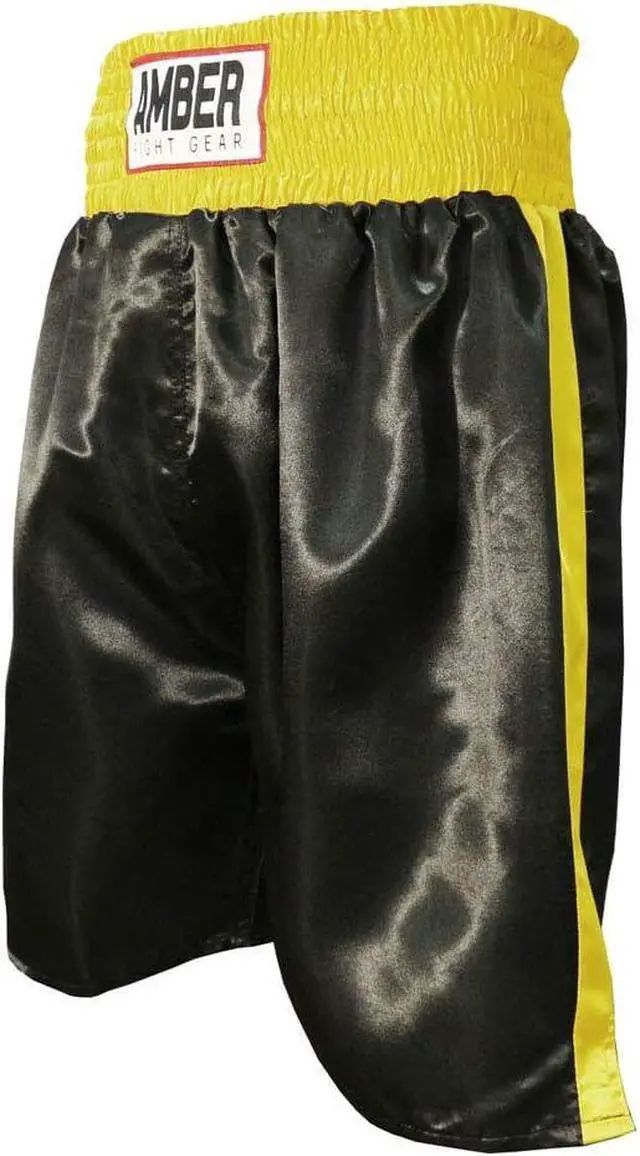 Alt view image 2 of 4 - Amber Fight Gear Fearless Classic Satin Pro-Style Boxing Trunks, Premium Lightweight Fight Shorts for Training, Sparring, and Gym Wear