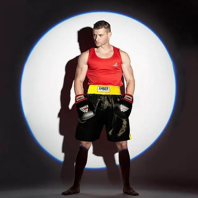 Alt view image 3 of 4 - Amber Fight Gear Fearless Classic Satin Pro-Style Boxing Trunks, Premium Lightweight Fight Shorts for Training, Sparring, and Gym Wear