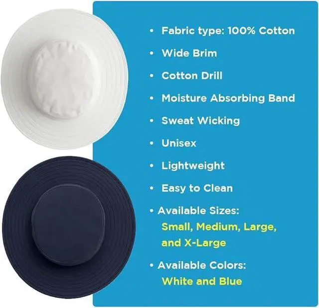 Alt view image 4 of 4 - Amber Fight Gear Wide Brim Sun Hat with Cooling Towel Band, Heavy Cotton Drill, Ideal for Outdoor Sports, Matches & Sun Protection Medium Blue