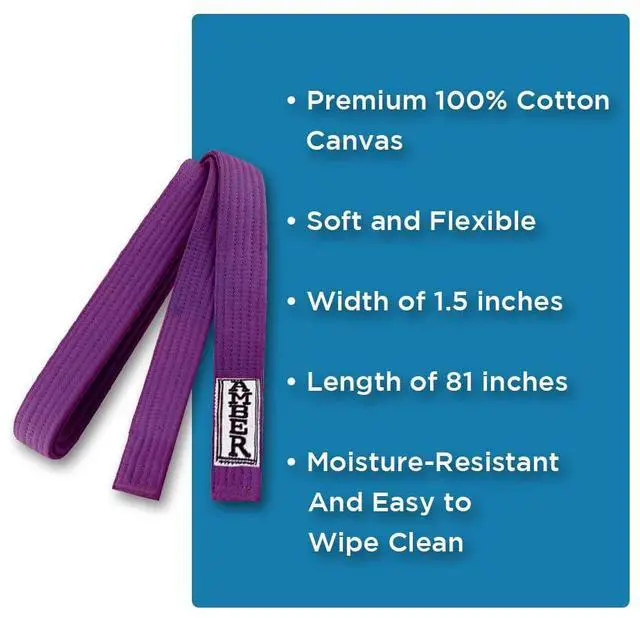 Alt view image 4 of 6 - Amber Sporting Goods Premium Karate Belt, 100% Cotton Canvas Martial Arts Belt for Karate, Taekwondo & Judo Size 3 - 96 Inches