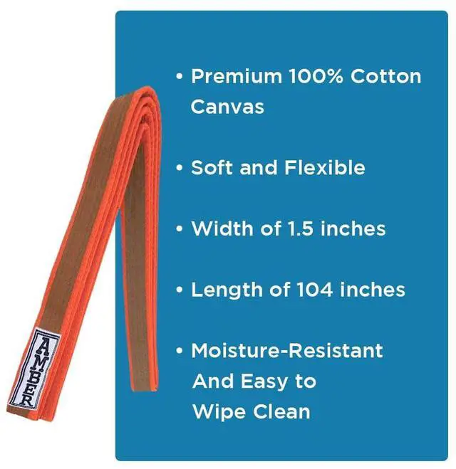 Alt view image 3 of 6 - Amber Sporting Goods Premium Karate Belt, 100% Cotton Canvas Martial Arts Belt for Karate, Taekwondo & Judo