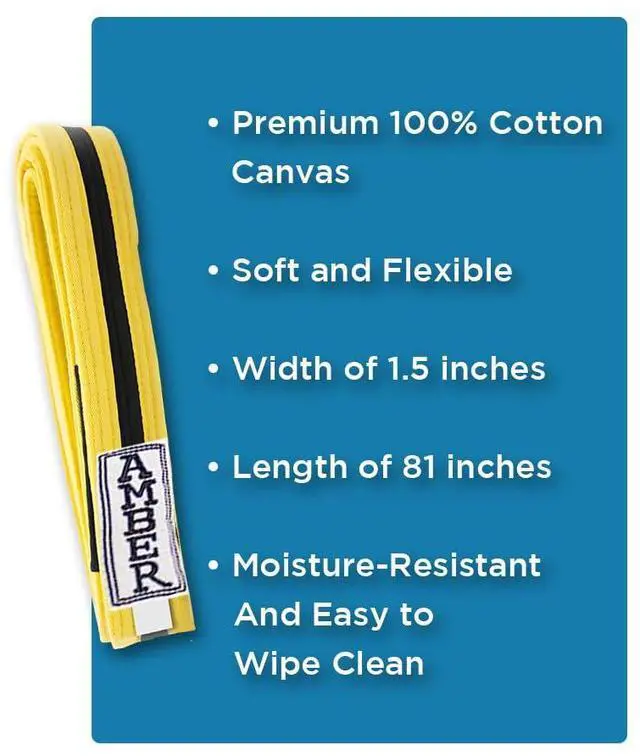 Alt view image 5 of 6 - Amber Sporting Goods Premium Karate Belt, 100% Cotton Canvas Martial Arts Belt for Karate, Taekwondo & Judo