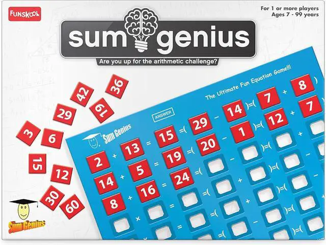 Alt view image 2 of 4 - LIVEVIE Sum Genius Math Board Game for Kids Ages 7+, Fun Educational Puzzle for 1+ Players  Builds Logical Thinking, Problem Solving & Arithmetic Skills