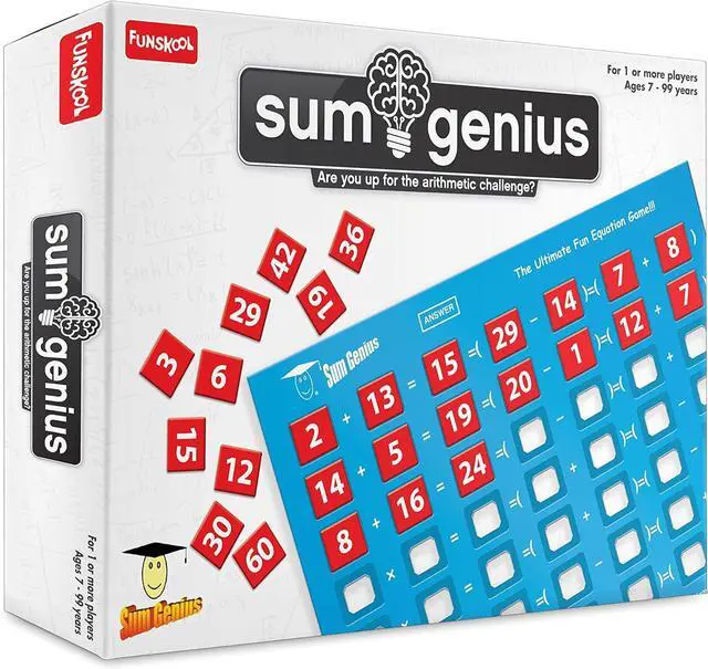 Main image of LIVEVIE Sum Genius Math Board Game for Kids Ages 7+, Fun Educational Puzzle for 1+ Players  Builds Logical Thinking, Problem Solving & Arithmetic Skills