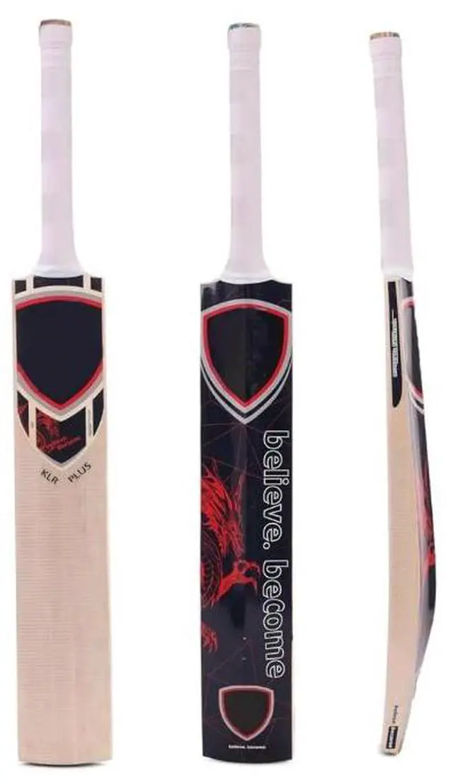 Alt view image 2 of 5 - Amber Fight Gear KLR Plus Kashmir Willow Cricket Bat, Handcrafted Grade R Willow with Web Tape Front and Full Sticker Back Kashmir Willow Handle, Red and Black
