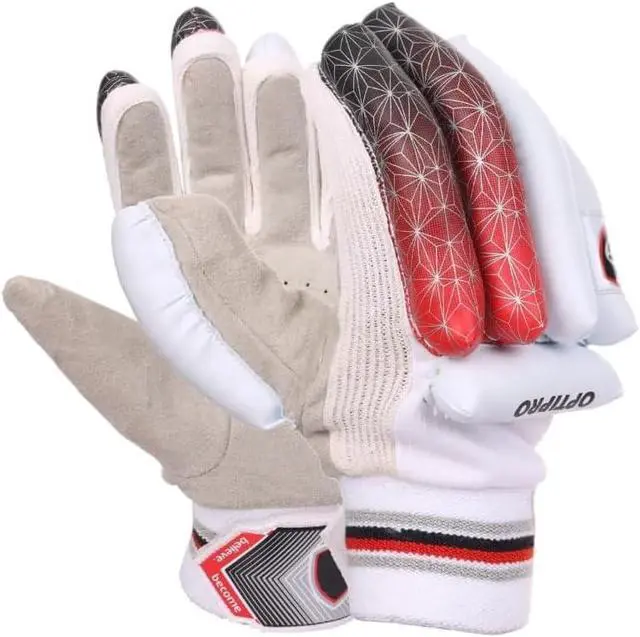 Alt view image 2 of 4 - Amber Fight Gear Optipro Batting Gloves for Cricket Premium Fabric Palm, Non-Toxic PVC Finger Rolls, Cotton Back Ventilated & Lightweight, Sweat-Resistant for Better Grip Medium