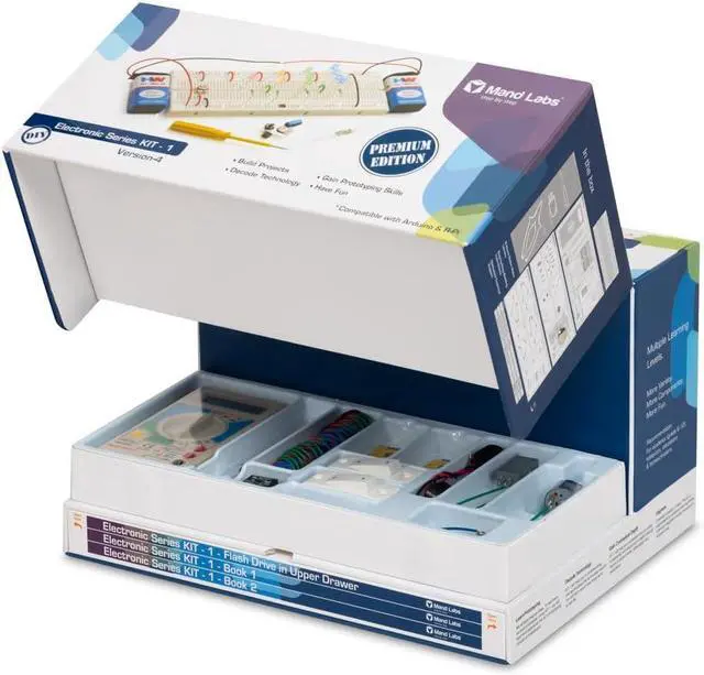 Alt view image 4 of 4 - LIVEVIE Mand Labs Electronic Series KIT-1 Premium Edition (Version 4) - STEM Kit with 60 Projects, 165 Components, Mini Breadboard, 2 Guide Books, 60 Videos, Workstation & 3 Premium Projects