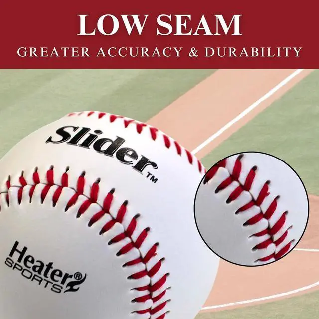 Alt view image 4 of 4 - Heater Sports Slider Lite Genuine Leather Pitching Machine Baseballs - 1 Dozen, Accurate, & Long-Lasting | Perfect for Batting & Fielding Practice, Ideal for All Ages in Both Outdoor & Indoor Use