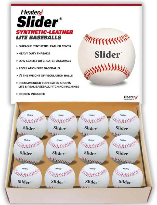Alt view image 3 of 4 - Heater Sports Slider Lite Genuine Leather Pitching Machine Baseballs - 1 Dozen, Accurate, & Long-Lasting | Perfect for Batting & Fielding Practice, Ideal for All Ages in Both Outdoor & Indoor Use