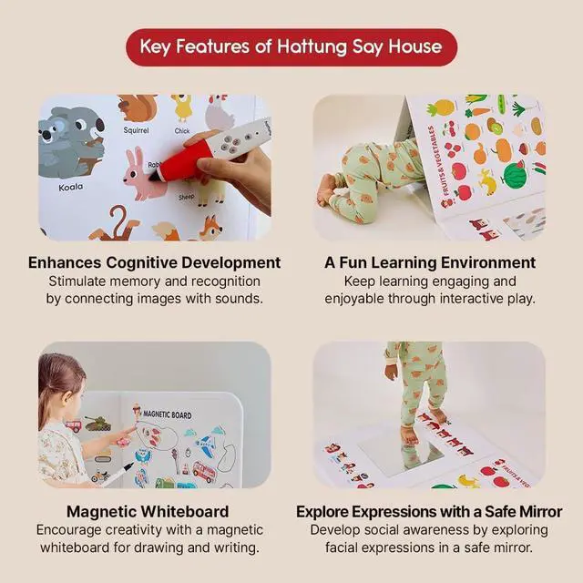 Alt view image 4 of 5 - LIVEVIE SayHouse Foldable Kids' Play & Learning Board, Interactive Magnetic Board for Toddlers & Kids, Educational Play with Animal & Vehicle Illustrations, Portable & Compact Design, Made in Korea