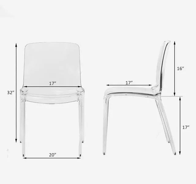 Alt view image 4 of 7 - LeisureMod Adler Mid-Century Modern Dining Chair Set of 2 - Clear Acrylic Contemporary Design for Kitchen, Dining Room, and Modern Home Decor