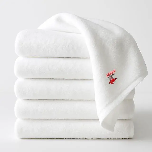 Alt view image 2 of 4 - Amber Fight Gear Boxing Workout Towel, Ultra-Soft Terry Cloth, Highly Absorbent, Durable & Odor-Resistant, Quick-Dry, Machine Washable  Ideal for Boxing, Gym, Sports & Fitness Training  White