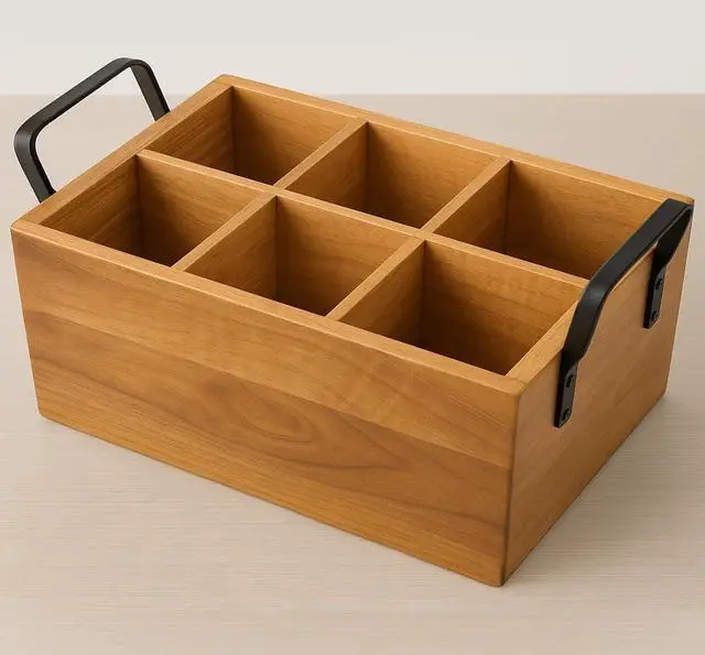 Alt view image 2 of 5 - LIVEVIE Wellington Collection 6-Bottle Wine Caddy, Beer & Soda Bottle Carrier, Rustic Wooden Wine Rack with Twisted Black Iron Handle, Durable Natural Wood Finish, Great Gift for Bars, Kitchens
