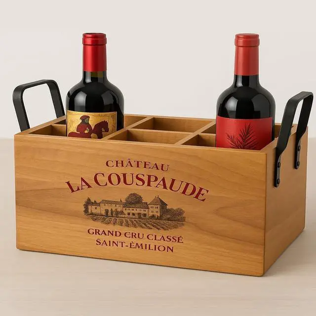 Alt view image 3 of 5 - LIVEVIE Wellington Collection 6-Bottle Wine Caddy, Beer & Soda Bottle Carrier, Rustic Wooden Wine Rack with Twisted Black Iron Handle, Durable Natural Wood Finish, Great Gift for Bars, Kitchens