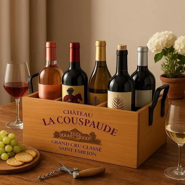 Alt view image 4 of 5 - LIVEVIE Wellington Collection 6-Bottle Wine Caddy, Beer & Soda Bottle Carrier, Rustic Wooden Wine Rack with Twisted Black Iron Handle, Durable Natural Wood Finish, Great Gift for Bars, Kitchens
