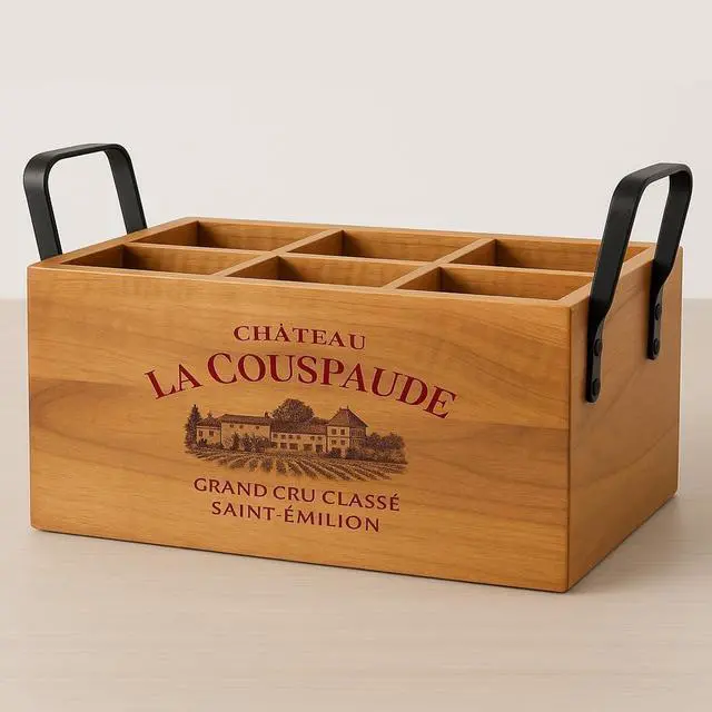 Alt view image 5 of 5 - LIVEVIE Wellington Collection 6-Bottle Wine Caddy, Beer & Soda Bottle Carrier, Rustic Wooden Wine Rack with Twisted Black Iron Handle, Durable Natural Wood Finish, Great Gift for Bars, Kitchens