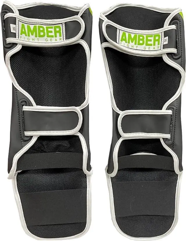 Alt view image 4 of 5 - Amber Fight Gear Pro Style Competition Muay Thai Shin Guards with Instep Protection for Kickboxing, MMA, and Combat Sports, Lightweight, Durable, and Adjustable, Large