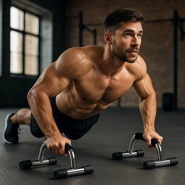 Alt view image 5 of 5 - Amber Fight Gear Enhance Upper Body Strength: Training Push Up Bars for Shoulders, Chest & Core - Non-Skid Feet, Compact & Portable
