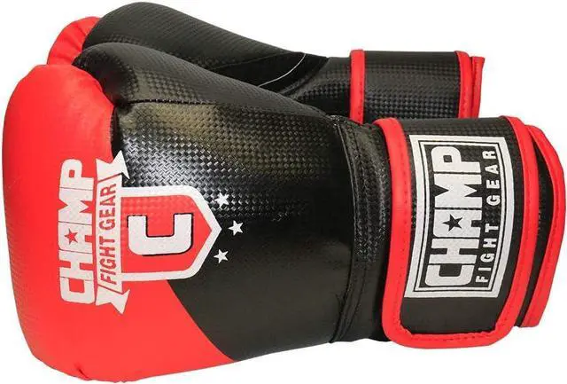 Alt view image 3 of 5 - Amber Fight Gear The Champ Hook & Loop Gloves 12oz Black/Red