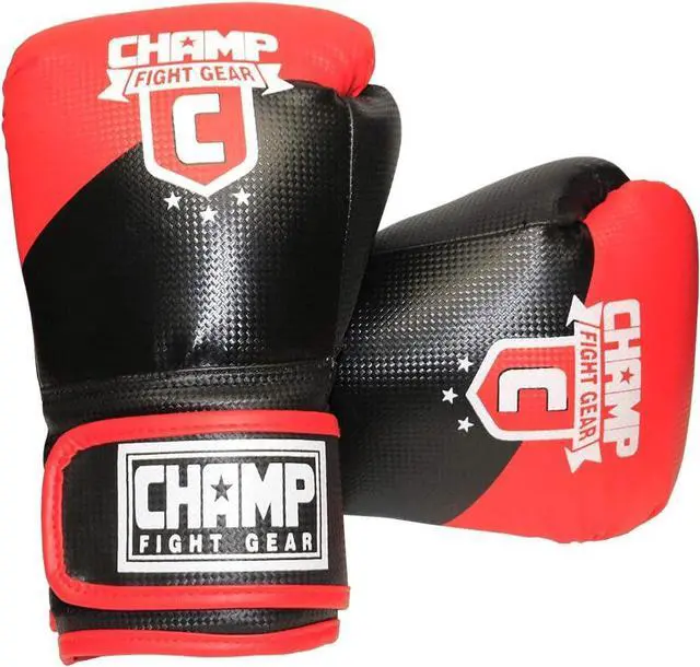 Alt view image 5 of 5 - Amber Fight Gear The Champ Hook & Loop Gloves 12oz Black/Red