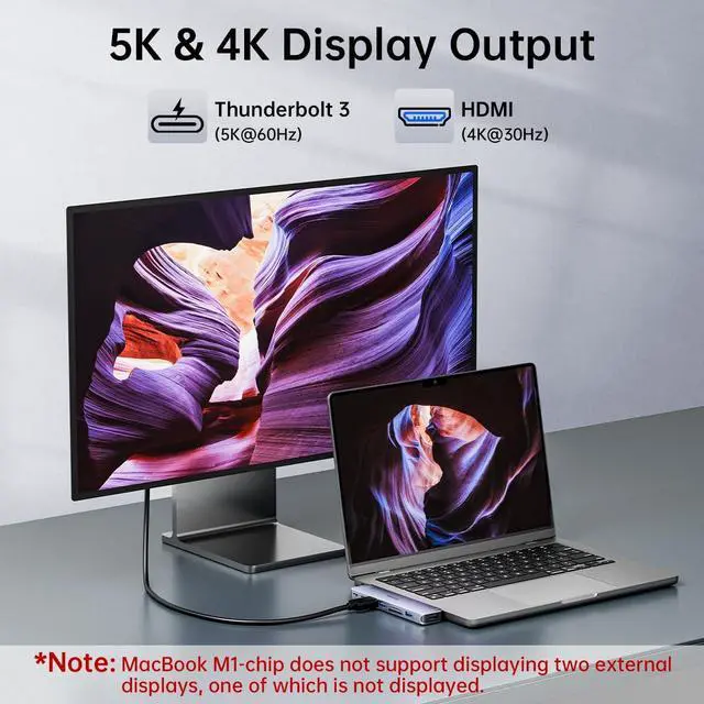 Alt view image 5 of 7 - Melelink USB C Hub Adapter for MacBook, Mac Adapter Multiport 8 in 2 USB-C Hub with HDMI 4K, Thunderbolt 3 Port, USB C&A Data Ports, USB-C to SD/TF Card Slot,Accessories for MacBook M3 M2 M1 2024-2018