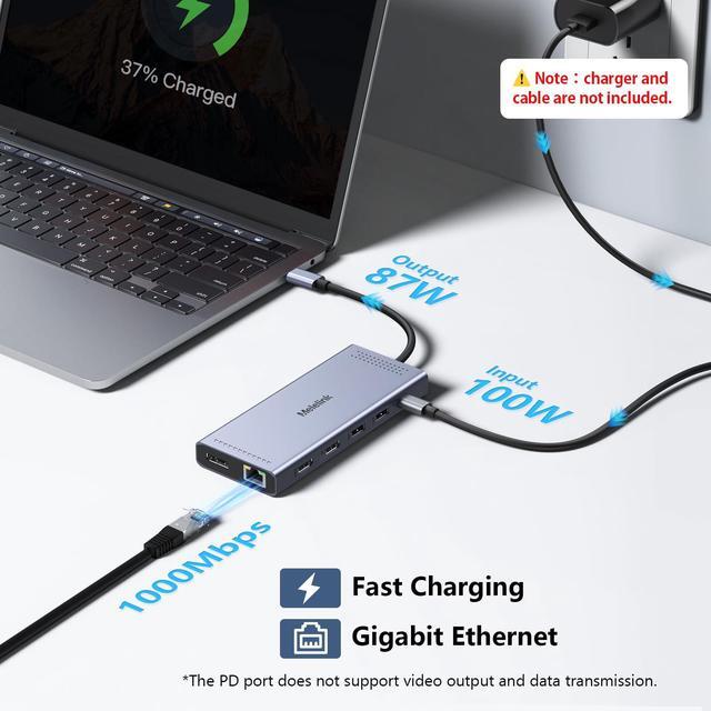 Melelink USB C Docking Station - Dual HDMI 4K Adapter With DisplayPort, VGA, PD Charging - 8-in-1 Laptop Dock