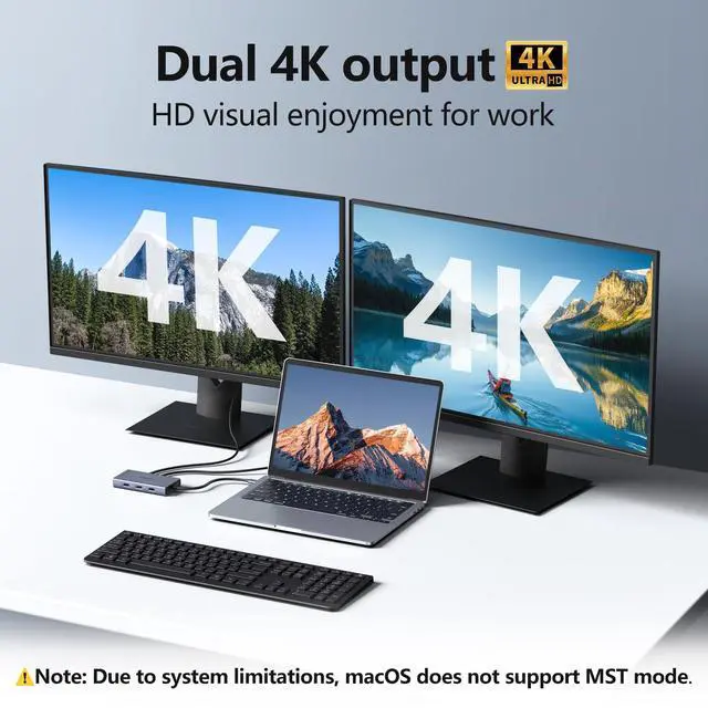 Alt view image 3 of 7 - USB C Docking Station Dual HDMI Monitor Adapter, Melelink USB C Hub 3 Monitors Adapter with 2x HDMI 4K,Displayport,VGA,100W PD Charging,3 USB2.0, 8 in 1 Laptop Docking Station for Dell, HP, Lenovo,etc