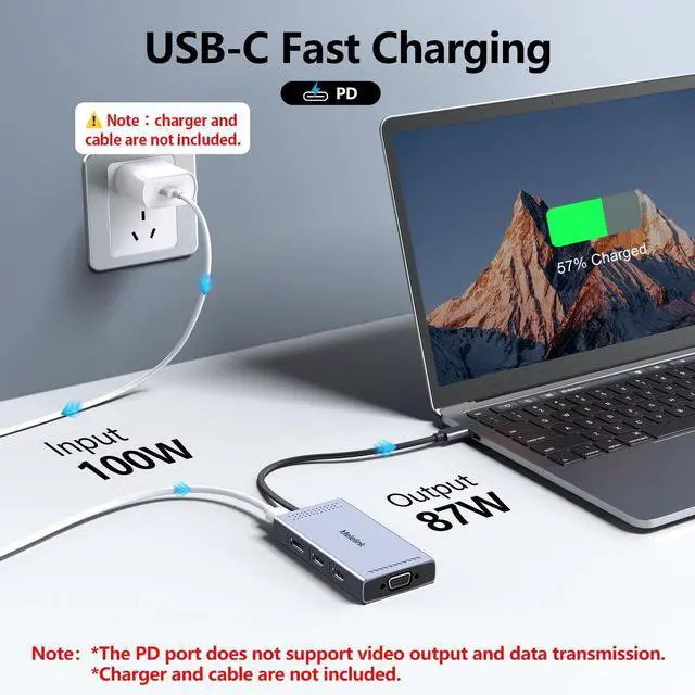 Alt view image 7 of 7 - USB C Docking Station Dual HDMI Monitor Adapter, Melelink USB C Hub 3 Monitors Adapter with 2x HDMI 4K,Displayport,VGA,100W PD Charging,3 USB2.0, 8 in 1 Laptop Docking Station for Dell, HP, Lenovo,etc
