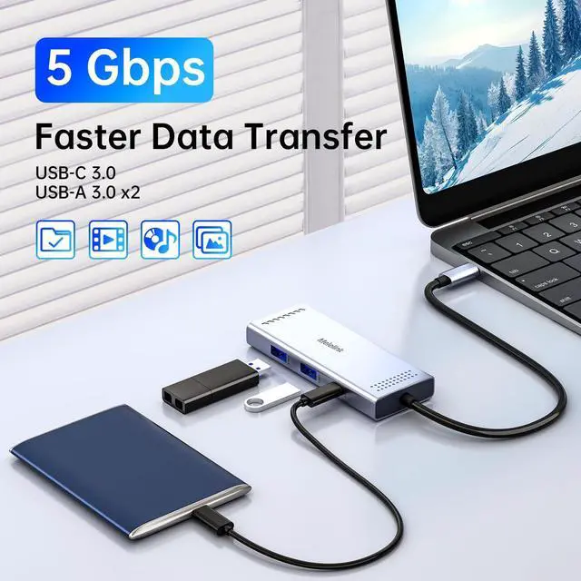 Alt view image 7 of 7 - Melelink USB C Docking Station Dual Monitor HDMI Adapter, USB C Hub, Laptop Docking Station with 2 HDMI Ports 4K 60Hz,100W PD Charging,USB-C & 2 USB-A 3.0 Ports, USB C Dock for MacBook/Dell/HP/Lenovo
