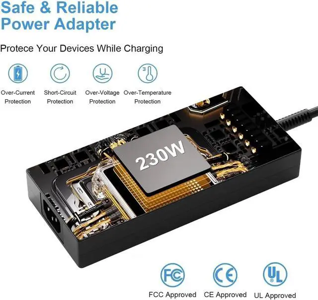 Alt view image 4 of 7 - Energizewiz 230W Charger for Acer Predator Helios 300 PH315-53 54 55 Nitro 5 16 17 Predator Triton 300 500 PT315 PT515 Neo 16 PHN16-71 Gaming Laptop Power Adapter Supply