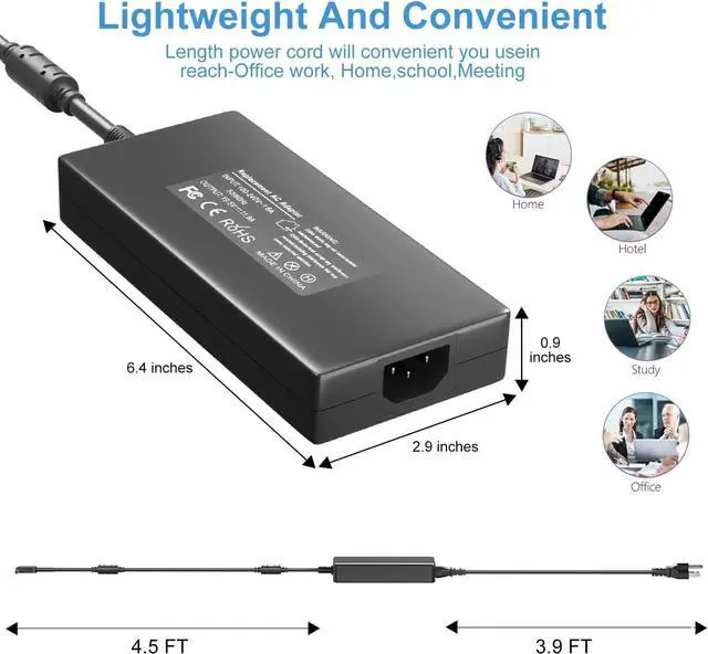 Alt view image 6 of 7 - Energizewiz 230W Charger for Acer Predator Helios 300 PH315-53 54 55 Nitro 5 16 17 Predator Triton 300 500 PT315 PT515 Neo 16 PHN16-71 Gaming Laptop Power Adapter Supply