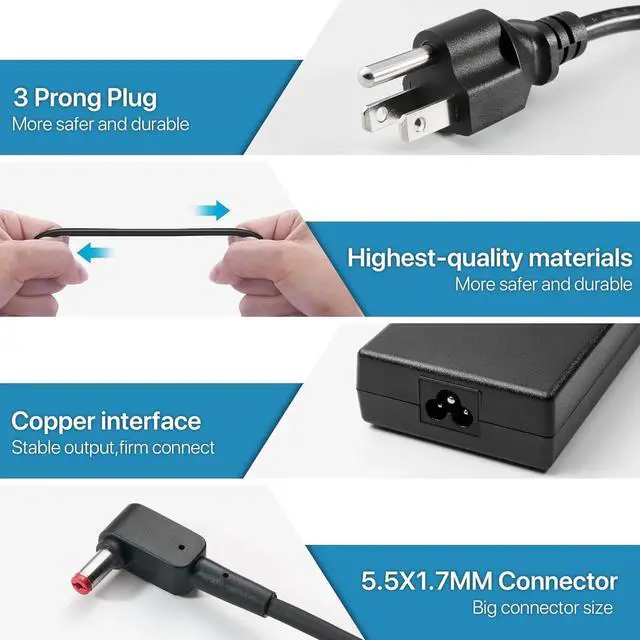 Alt view image 3 of 7 - Energizewiz 180W Charger Fit for Acer Nitro 5 7 Predator Helios 300 Predator Triton 300 500 Series Laptop Power Supply