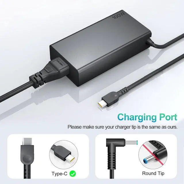 Alt view image 2 of 6 - Energizewiz 100W USB C Charger for Lenovo Yoga 9 9i 7 7i ThinkBook 15 16 Yoga Slim 7 Pro ldeapad 5 Pro16 ADL100YLC3A ADL100YDC3A SA11D52396 GX21J75543 5A11J62105 ThinkBook Yoga IdeaPad Type C