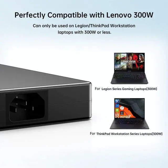 Alt view image 6 of 7 - Energizewiz 300W 20V 15A AC Adapter Fit for Lenovo Legion 5 5i 5P 7 7i pro 15 16 17 R9000P R9000K Y9000K Y9000X Gaming Laptop Charger Replacement USB Rectangular Tip