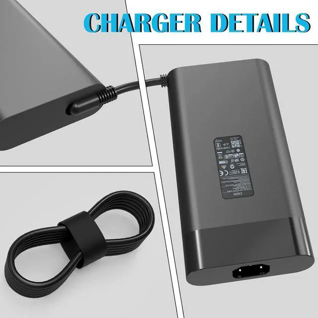 Alt view image 3 of 6 - Energizewiz 230W Charger Fit for HP Omen 15 16  19.5V 11.8A HP Victus 16 by Gaming Laptop ZBook Fury 16 G8 G9 G10 M41303-001 M85389-003 Power Supply AC Adapter 4.5x3.0 mm Blue tip