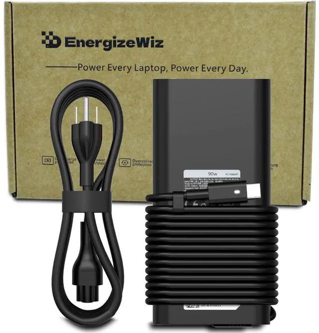 Main image of Energizewiz Slim 90W Laptop Charger USB C for Dell Latitude 5420 5520 7480 7490 7420 Chromebook 3100 XPS 13 9360 XPS15 9550 9560 DA65NM190 LA65NM190 Type C