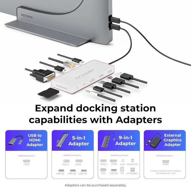 Alt view image 4 of 7 - Dock for 14" Apple MacBook Pro - Docking Station - Connect Dual Displays w/Two Thunderbolt 4 USB-C Ports - Mac Docking Station Hub for MacBook Pro 14" (M1,M2,M3,M4 Base/Pro/Max, 2021-2024)