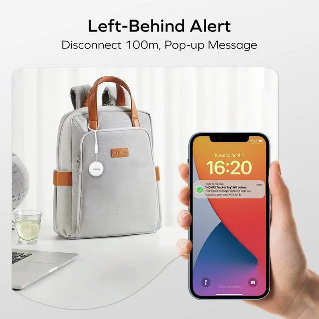 Alt view image 5 of 6 - MOMAX Key Tracker, Locator Tag Works with Apple Find My, Portable Smart Tracker with Strap, Waterproof Item Finder for Kid, Luggage, Wallet, Bag, Backpack and Suitcase, iOS only