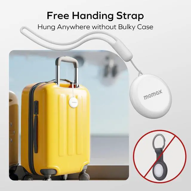 Alt view image 6 of 6 - MOMAX Key Tracker, Locator Tag Works with Apple Find My, Portable Smart Tracker with Strap, Waterproof Item Finder for Kid, Luggage, Wallet, Bag, Backpack and Suitcase, iOS only