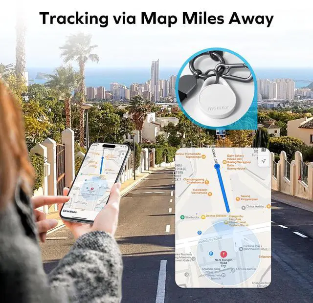 Alt view image 3 of 7 - MOMAX Key Finder Luggage Tracker Smart Tag for Key, Backpack, Wallet, Pets Works with Apple Find My (iOS Only) and Global Search Range Include DIY Personalized Stickers, 2Pack