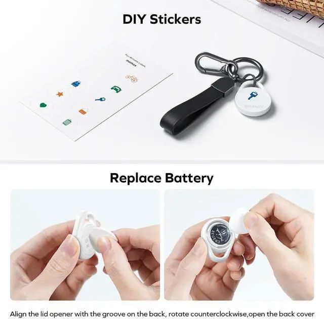 Alt view image 6 of 7 - MOMAX Key Finder Luggage Tracker Smart Tag for Key, Backpack, Wallet, Pets Works with Apple Find My (iOS Only) and Global Search Range Include DIY Personalized Stickers, 2Pack