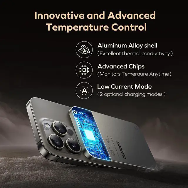 Alt view image 7 of 7 - MOMAX Magnetic Power Bank 10000mAh, 20W Fast Charging, Wireless Portable Charger for iPhone 16/15/14/13/12 Series, Magsafe Compatible, USB-C Cable Included