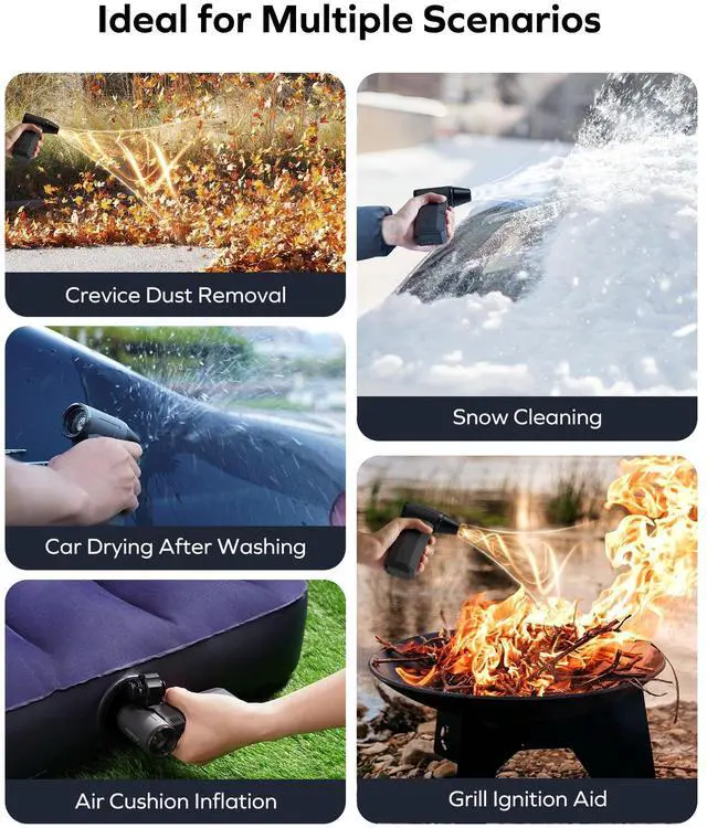 Alt view image 6 of 7 - 2-in-1 Electric Air Duster & Vacuum, 130,000 RPM Brushless Air Duster, 8KPA Car Vacuum 8000mAh Air Blower Wireless Handheld Vacuum for Car, Office and Home
