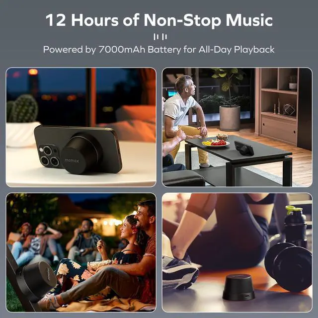 Alt view image 6 of 6 - MOMAX Magnetic Phone Stand Wirelwss Speaker - Portable Mini Wireless Speaker Cellphone Holder with Premium Metallic Finish, Strong Magnet for iPhone/Travel/Home/Office/Car