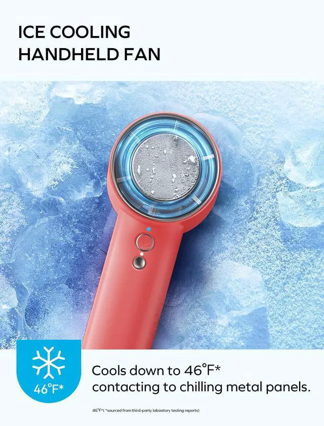 Alt view image 2 of 6 - MOMAX Handheld Fan with Ice Cooling, 2 IN 1 Hand Fan, USB Rechargeable, 1-100 Stepless Adjustable Speed Mini Fan with 12000RPM, Portable Fan for Travel Outdoor, Gifts for Women
